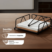 Servilletero Para Mesa Sevilla Chefmaker Moderno de Acero con Bambú Para Cocina Porta Servilletas - Chefmaker.com.mx