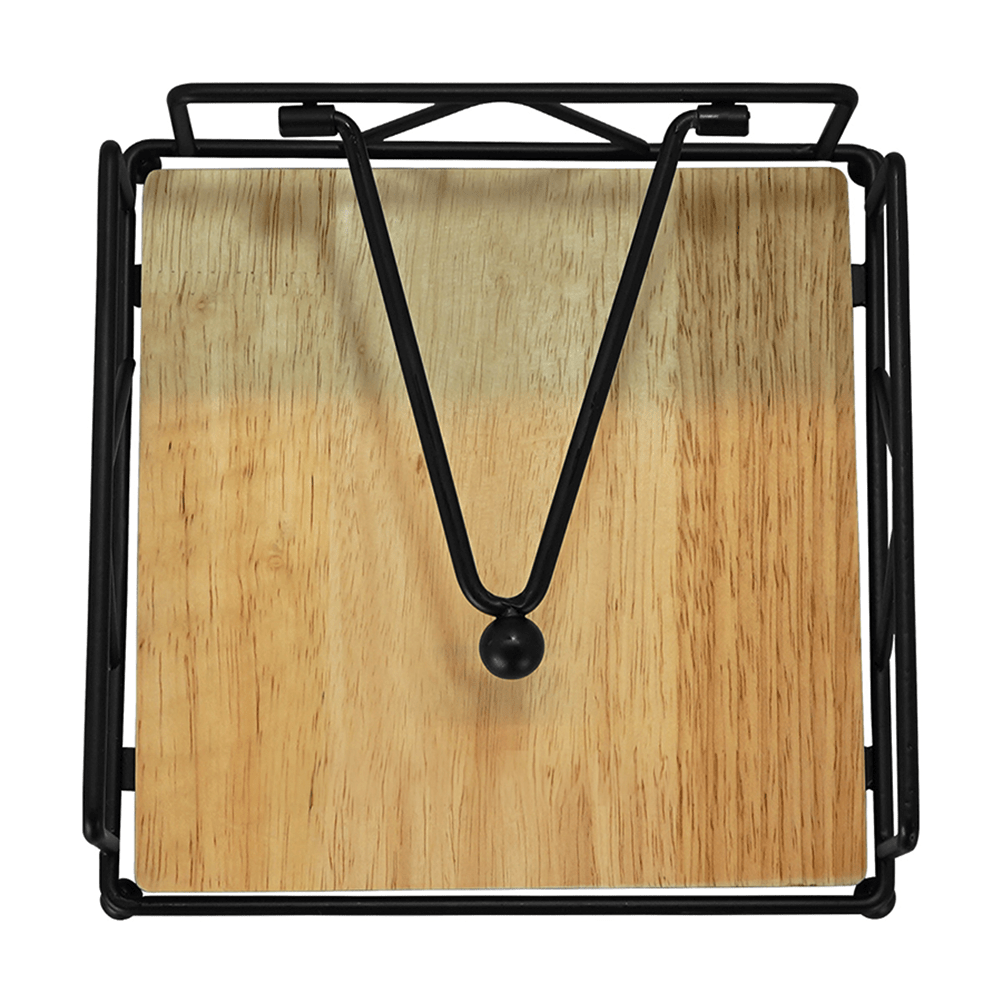 Servilletero Para Mesa Sevilla Chefmaker Moderno de Acero con Bambú Para Cocina Porta Servilletas - Chefmaker.com.mx