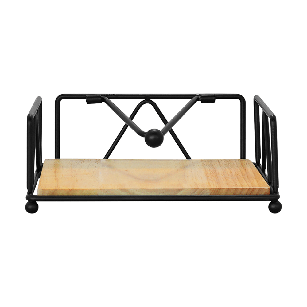 Servilletero Para Mesa Sevilla Chefmaker Moderno de Acero con Bambú Para Cocina Porta Servilletas - Chefmaker.com.mx