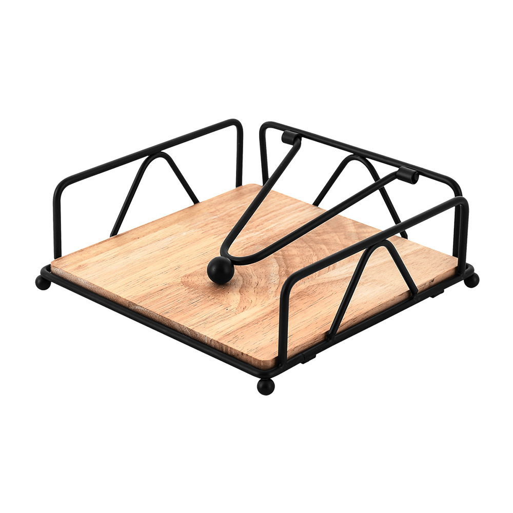 Servilletero Para Mesa Sevilla Chefmaker Moderno de Acero con Bambú Para Cocina Porta Servilletas - Chefmaker.com.mx