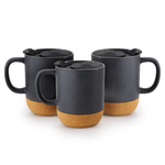Cargue la imagen en el visor de la galería, Set de 3 CORK MUGS Chefmaker de Cerámica con Corcho 300ml y tapa - Chefmaker.com.mx

