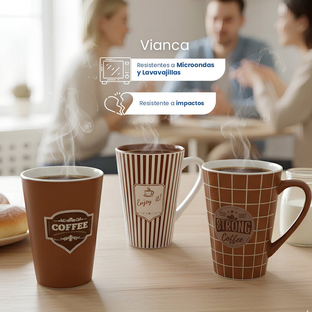 Set de 3 Taza Vianca - set Chefmaker Cerámica 400ml - Chefmaker.com.mx