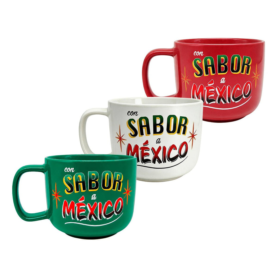 Set de 3 Tazas de Cerámica Chefmaker Mexamug 400 ml Sabor a México - Chefmaker.com.mx