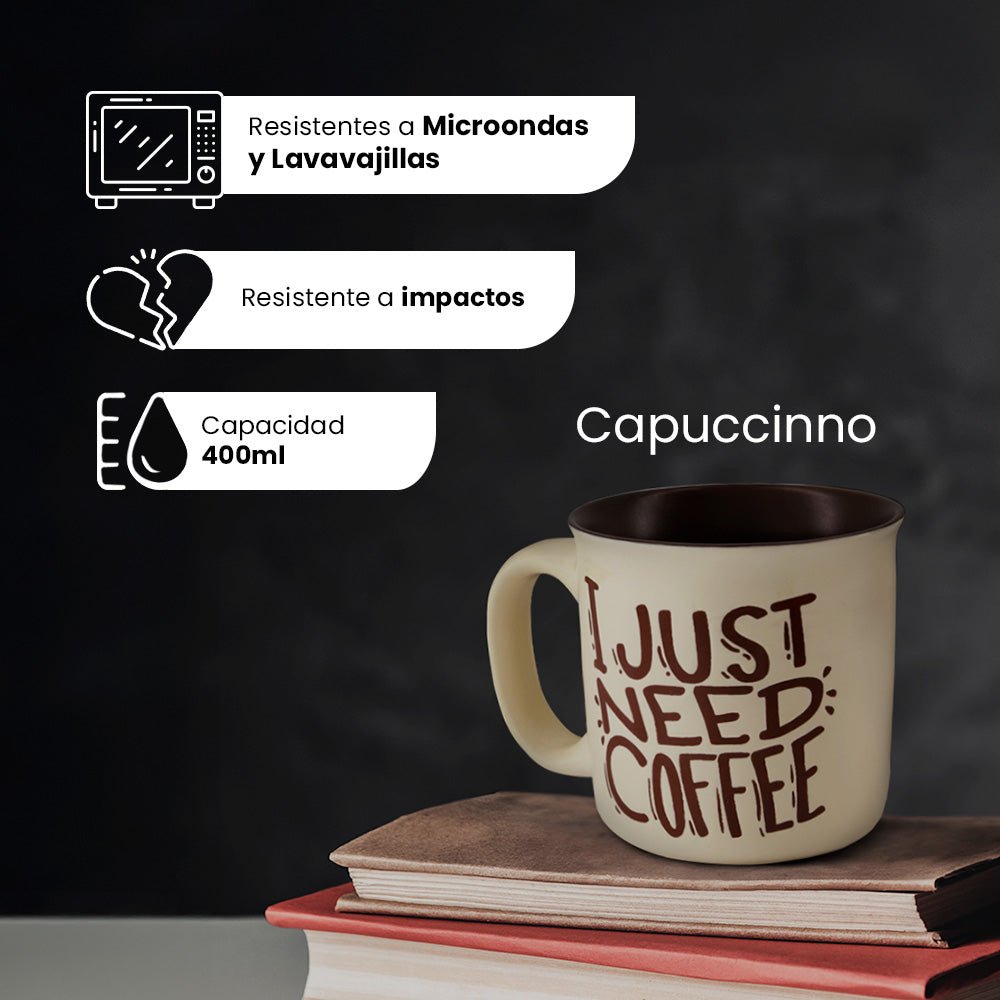 Set de 4 CAPPUCCIONO - SET (2NC+2CP) Chefmaker de Cerámica Grabado 400ml - Chefmaker.com.mx