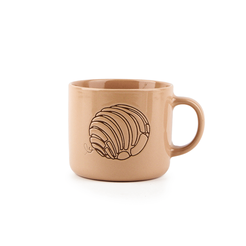 Set De 4 Taza Bakery Beige Chefmaker de Cerámica Grabado Concha 400ml - Chefmaker.com.mx