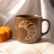 Set De 4 Taza Bakery Café Chefmaker de Cerámica Grabado Croissant 400ml - Chefmaker.com.mx