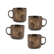 Set De 4 Taza Bakery Café Chefmaker de Cerámica Grabado Croissant 400ml - Chefmaker.com.mx