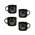 Cargue la imagen en el visor de la galería, Set De 4 Taza Bakery Negro Chefmaker de Cerámica Grabado Muffin 400ml - Chefmaker.com.mx
