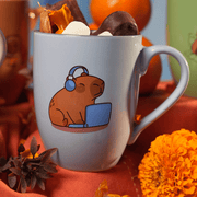 Set De 4 Taza CAPIBARA - SETAZ Chefmaker de Cerámica Grabado 350ml Azul - Chefmaker.com.mx