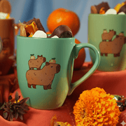 Set De 4 Taza CAPIBARA - SETM Chefmaker de Cerámica Grabado 350ml Menta - Chefmaker.com.mx