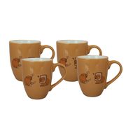 Set De 4 Taza CAPIBARA - SETN Chefmaker de Cerámica Grabado 350ml Naranja - Chefmaker.com.mx