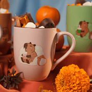 Set De 4 Taza CAPIBARA - SETRS Chefmaker de Cerámica Grabado 350ml Rosa - Chefmaker.com.mx