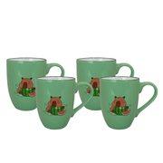 Set De 4 Taza CAPIBARA - SETV Chefmaker de Cerámica Grabado 350ml Verde - Chefmaker.com.mx