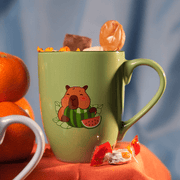 Set De 4 Taza CAPIBARA - SETV Chefmaker de Cerámica Grabado 350ml Verde - Chefmaker.com.mx