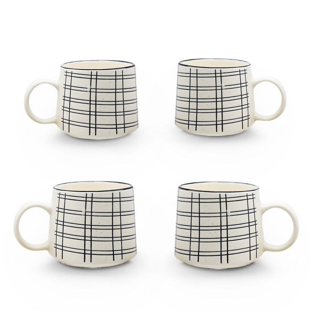 Set de 4 Taza DALMATA DR - SET Chefmaker de Cerámica Grabado 400ml Rayas - Chefmaker.com.mx