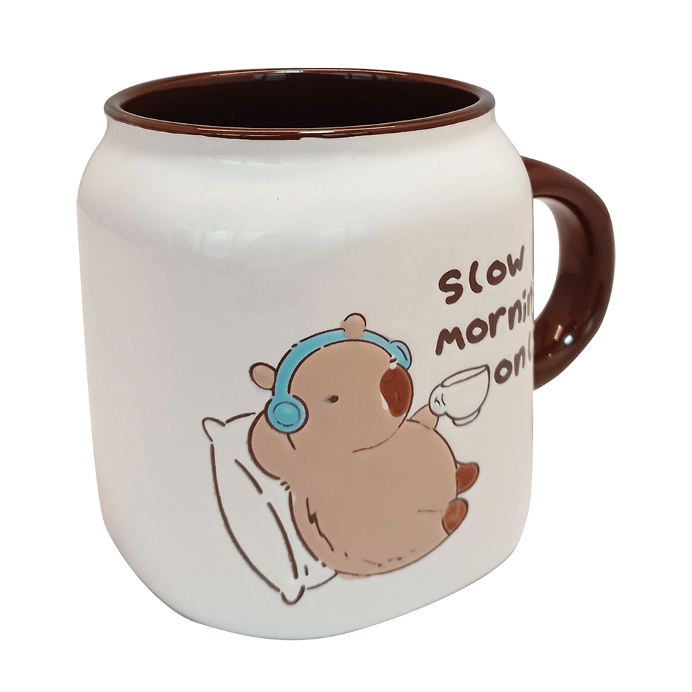 Set De 4 Tazas Capibara Lux Chefmaker de Cerámica Grabado 428ml (Slow) - Chefmaker.com.mx