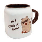 Cargue la imagen en el visor de la galería, Set De 4 Tazas Capibara Lux Chefmaker de Cerámica Grabado 428ml (Take) - Chefmaker.com.mx
