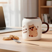 Set De 4 Tazas Capibara Lux Chefmaker de Cerámica Grabado 428ml (Take) - Chefmaker.com.mx