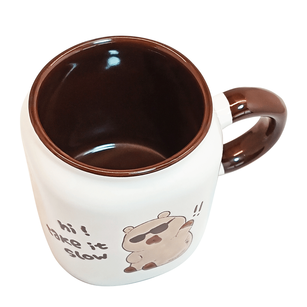 Set De 4 Tazas Capibara Lux Chefmaker de Cerámica Grabado 428ml (Take) - Chefmaker.com.mx