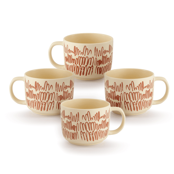 Set de 4 TERRACOTA W - SET Chefmaker de Cerámica Grabado 400ml - Chefmaker.com.mx