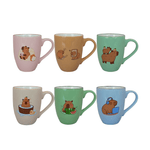 Cargue la imagen en el visor de la galería, Set De 6 Taza Capibara Chefmaker de Cerámica Grabado 350ml - Chefmaker.com.mx
