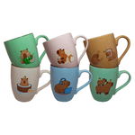 Cargue la imagen en el visor de la galería, Set De 6 Taza Capibara Chefmaker de Cerámica Grabado 350ml - Chefmaker.com.mx
