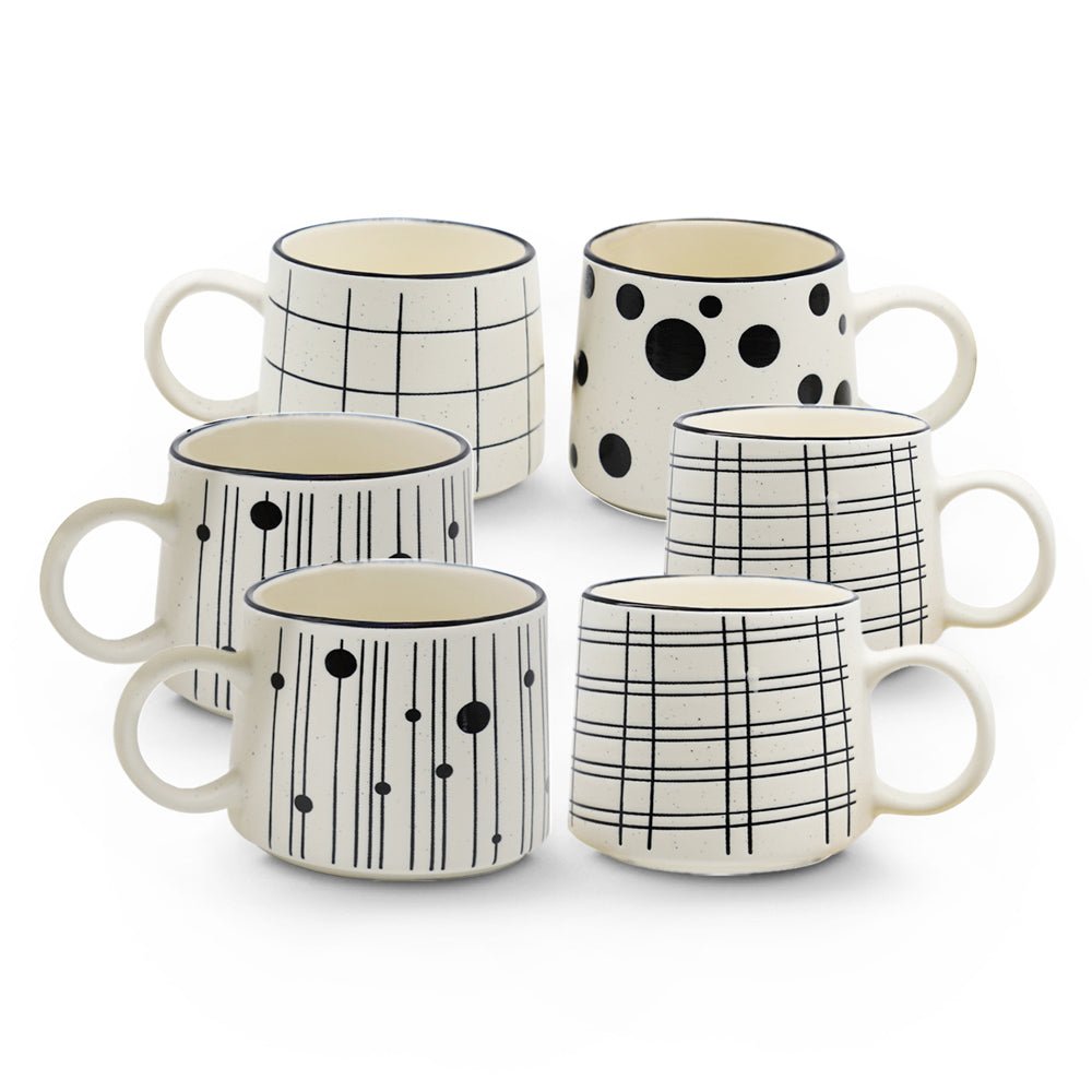 Set de 6 Taza DALMATA SET Chefmaker de Cerámica Grabado 400ml - Chefmaker.com.mx