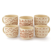 Set de 6 TERRACOTA - SET 2Z+2W+2X Chefmaker de Cerámica Grabado 400ml - Chefmaker.com.mx