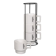 Set Juego de 4 Tazas apilables con rack Fara - Chefmaker.com.mx