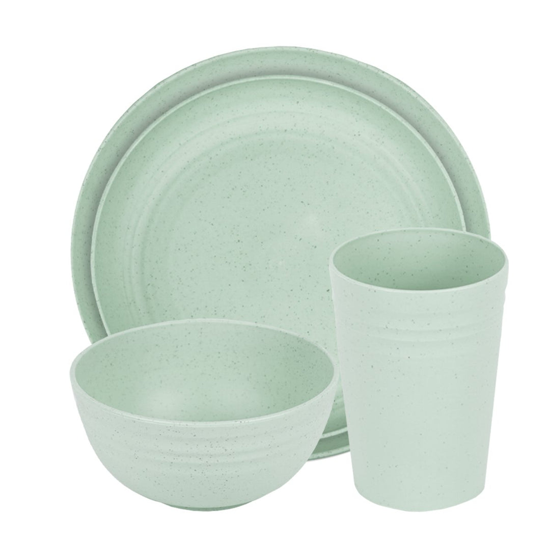 Set Vajilla 16 piezas para 4 personas Menta Eco Whet Hecha a Base de Trigo - Chefmaker.com.mx