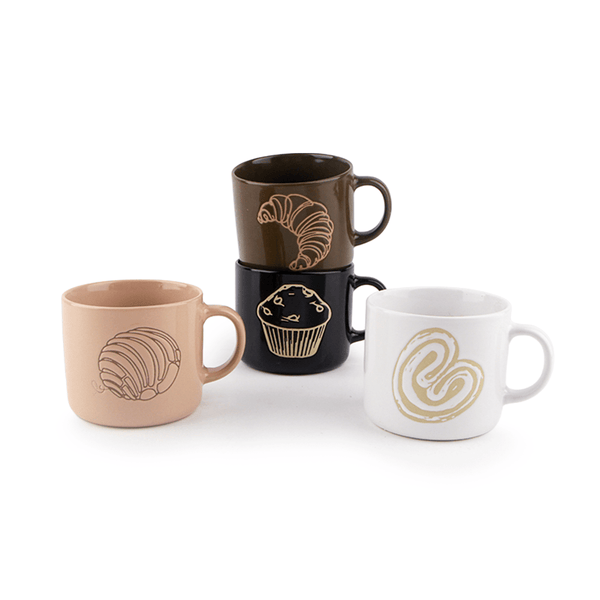 Sete 4 Taza Bakery Chefmaker de Cerámica Grabado 400ml - Chefmaker.com.mx