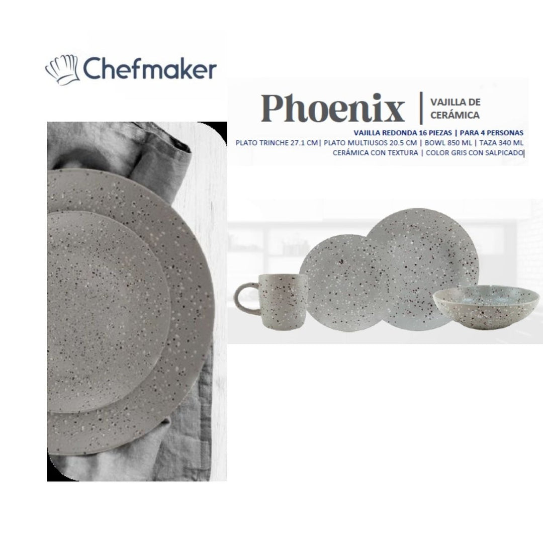 Vajilla 16 piezas Phoenix - Chefmaker.com.mx