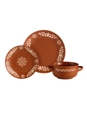 Vajilla Chefmaker Mex de Cerámica Mate Café 12 Piezas con Relieve para 4 Personas - Chefmaker.com.mx