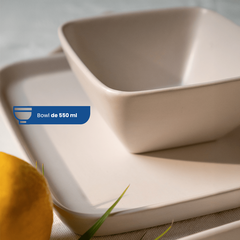 Vajilla Cuadrada de Cerámica Sidney BC ChefMaker Para 4 Personas con 12 piezas - Chefmaker.com.mx