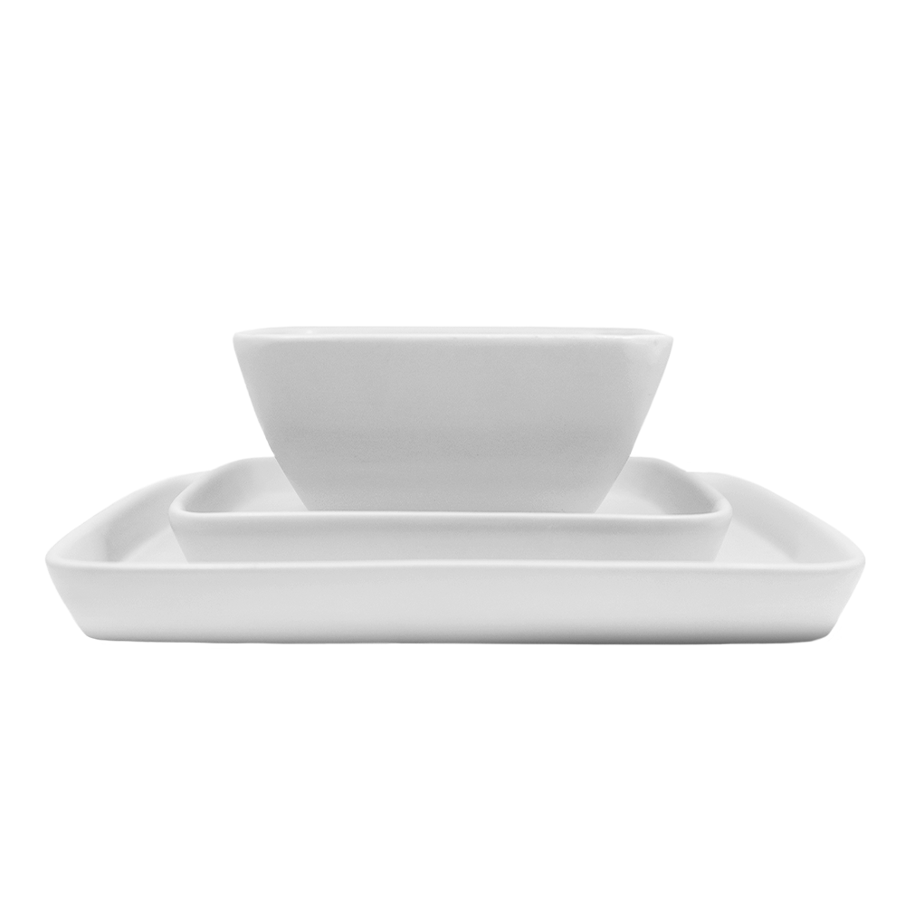 Vajilla Cuadrada de Cerámica Sidney BC ChefMaker Para 4 Personas con 12 piezas - Chefmaker.com.mx