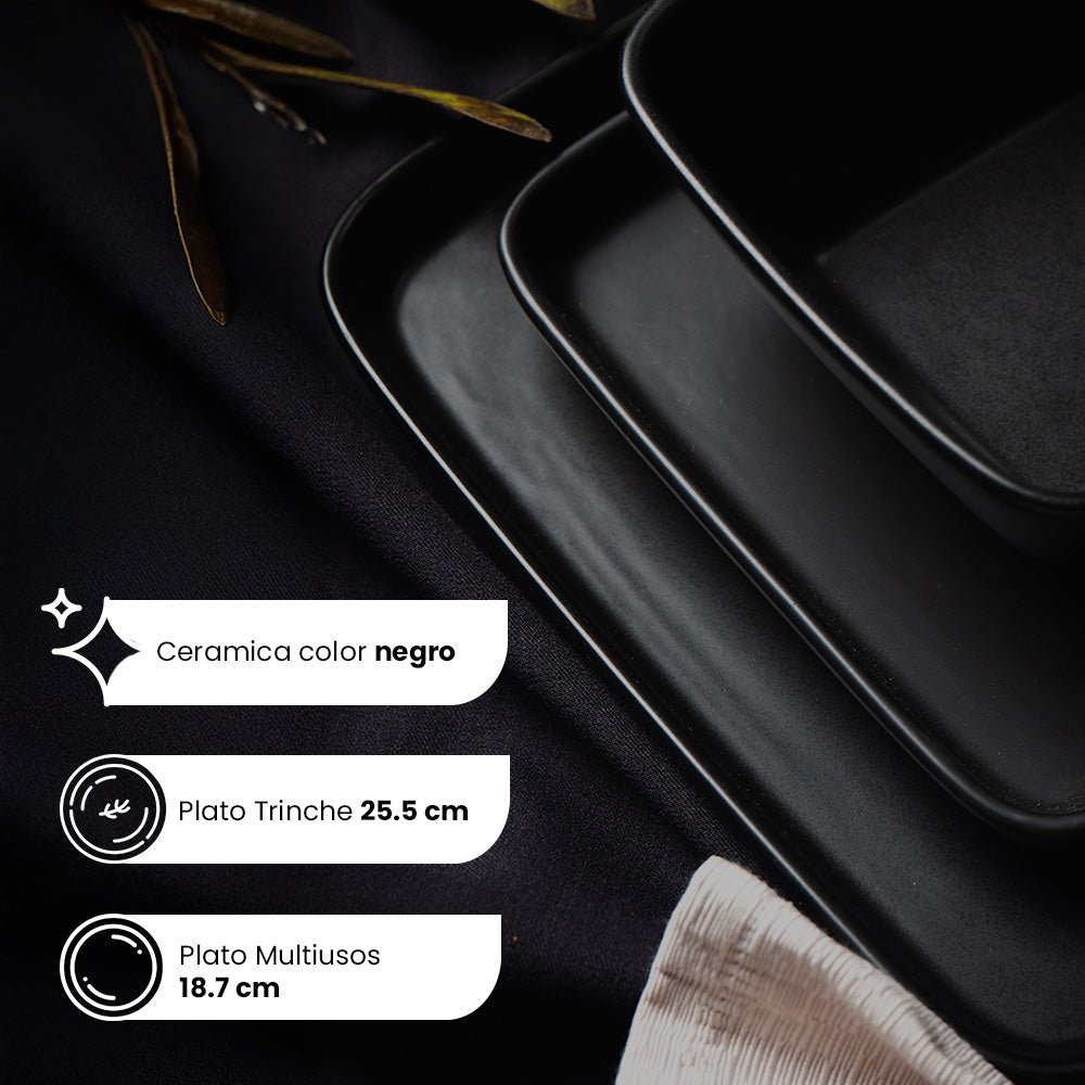 Vajilla Cuadrada de Cerámica Sydney ChefMaker Para 4 Personas con 16 piezas - Chefmaker.com.mx