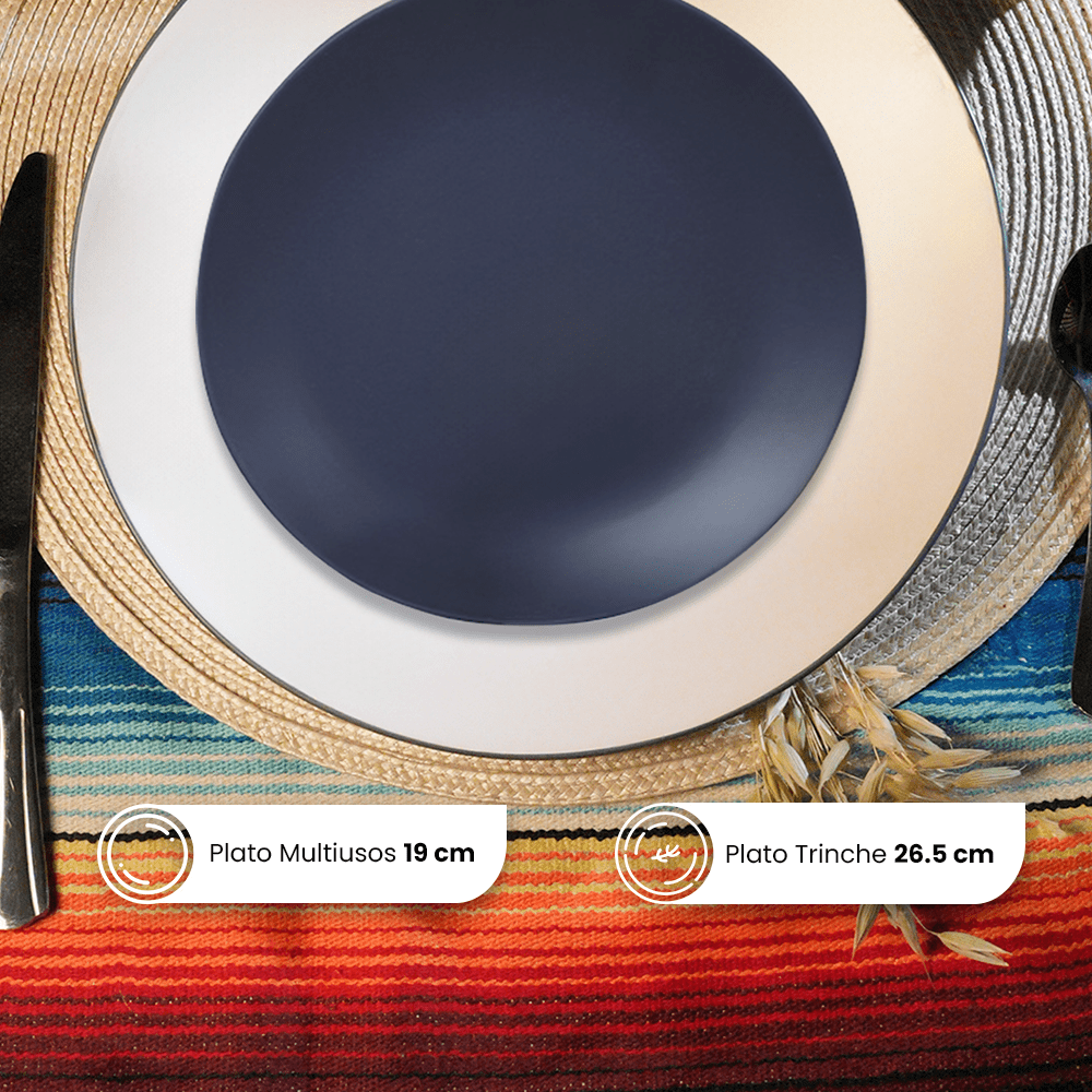 Vajilla de Cerámica Atenas Chefmaker Para 4 personas 16 piezas Color azul - Chefmaker.com.mx