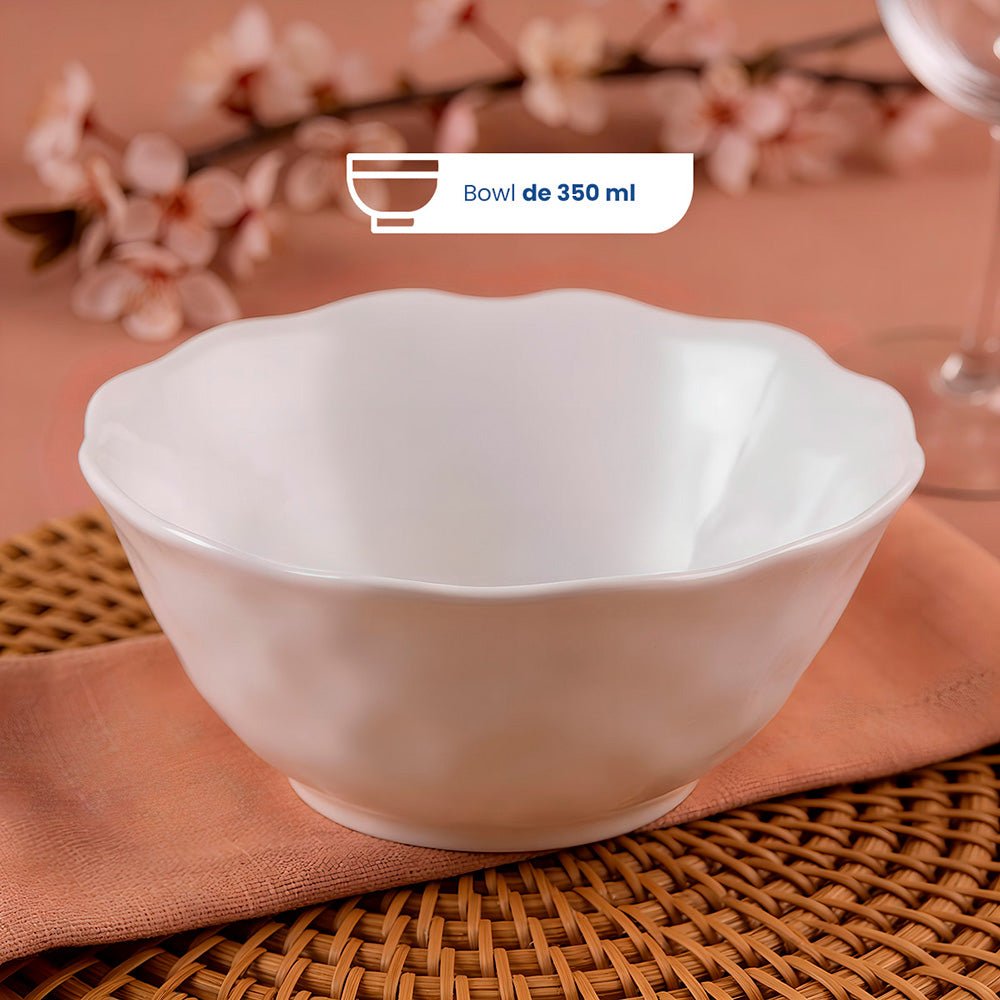 Vajilla de Cerámica Flor Chefmaker 12 Piezas Para 4 personas Blanco Formas irregulares - Chefmaker.com.mx