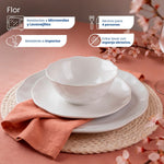 Cargue la imagen en el visor de la galería, Vajilla de Cerámica Flor Chefmaker 12 Piezas Para 4 personas Blanco Formas irregulares - Chefmaker.com.mx