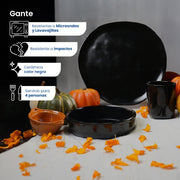 Vajilla de Cerámica Gante Chefmaker 12 Piezas para 4 personas Negro - Chefmaker.com.mx