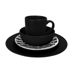 Cargue la imagen en el visor de la galería, Vajilla de Cerámica LUXEMBURGO Chefmaker 16 Pienzas para 4 personas Negro con Diseño - Chefmaker.com.mx
