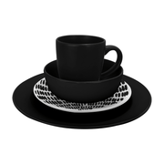 Vajilla de Cerámica LUXEMBURGO Chefmaker 16 Pienzas para 4 personas Negro con Diseño - Chefmaker.com.mx