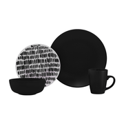 Vajilla de Cerámica LUXEMBURGO Chefmaker 16 Pienzas para 4 personas Negro con Diseño - Chefmaker.com.mx