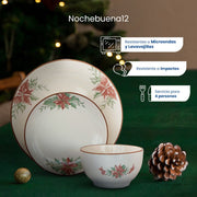 Vajilla de Cerámica Nochebuena Chefmaker Navideña 12 Piezas 4 Personas - Chefmaker.com.mx