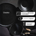 Cargue la imagen en el visor de la galería, Vajilla de Cerámica Osaka Chefmaker de 16 piezas para 4 Personas Negro - Chefmaker.com.mx