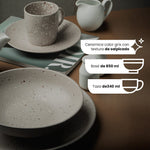 Cargue la imagen en el visor de la galería, Vajilla de Cerámica Phoenix Chefmaker 16 piezas 4 Personas Gris Salpiado - Chefmaker.com.mx
