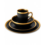 Cargue la imagen en el visor de la galería, Vajilla de Cerámica Rodas N Chefmaker 16 Piezas Para 4 Personas Acabado Mate con borde Dorado - Chefmaker.com.mx