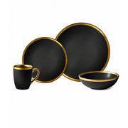 Vajilla de Cerámica Rodas N Chefmaker 16 Piezas Para 4 Personas Acabado Mate con borde Dorado - Chefmaker.com.mx