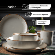 Vajilla de Cerámica Zurich Chefmaker para 4 personas con 20 Pzs - Chefmaker.com.mx