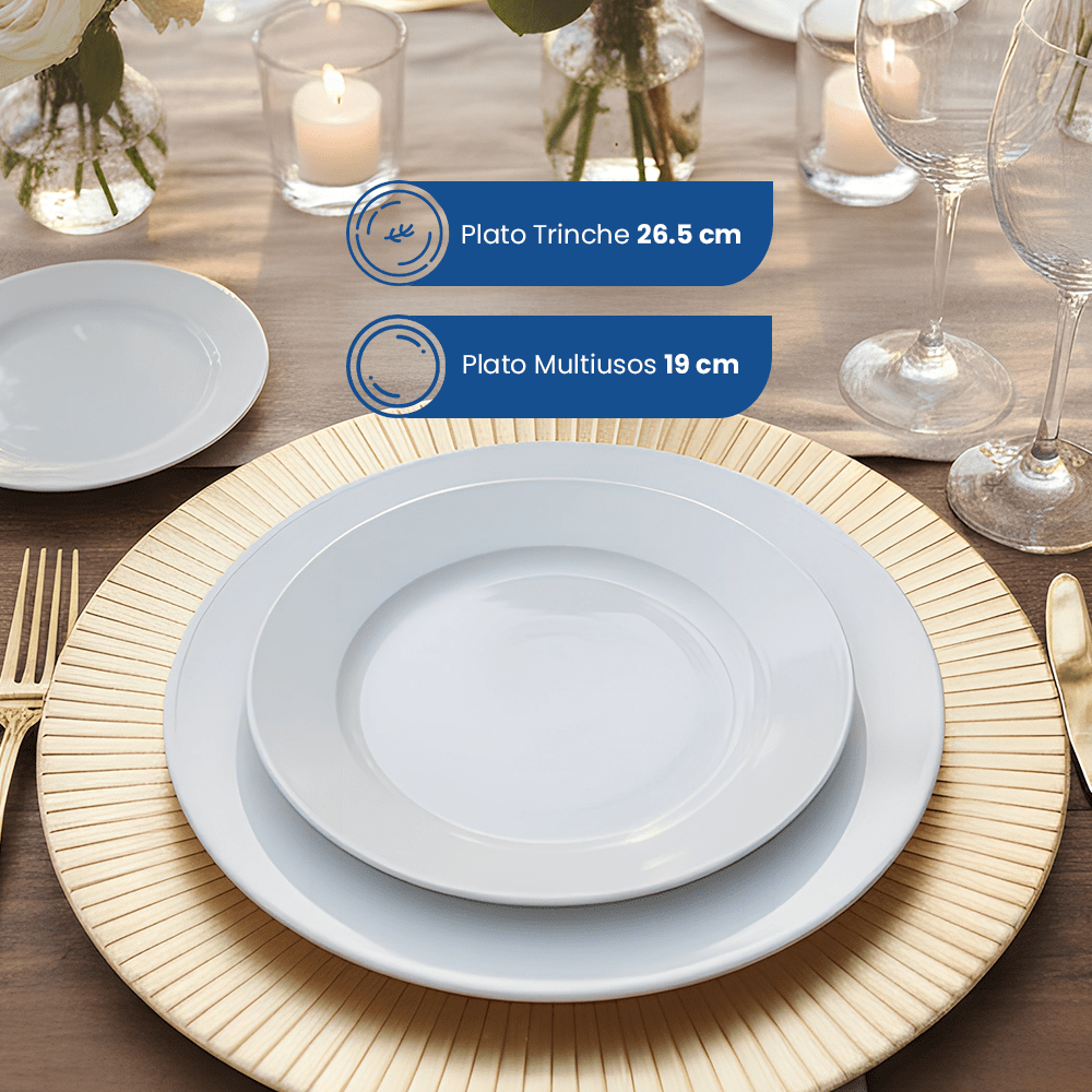 Vajilla de Porcelana Quebec Chefmaker para 4 Personas 16 Piezas Color Blanco - Chefmaker.com.mx